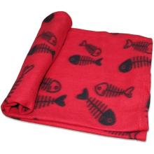 (HT8103 1x Red Cat Blanket) Soft Fleece Fish Print Kitty Kittens Cat Blankets