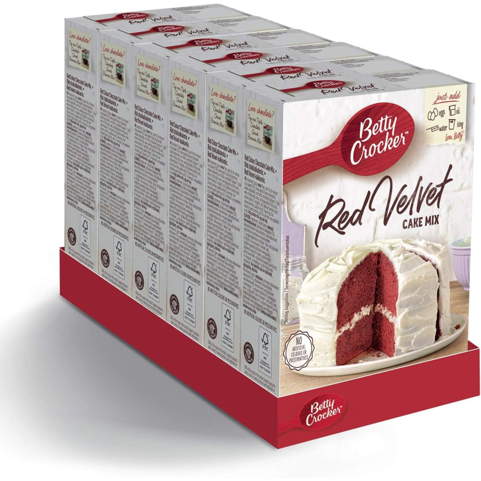 Betty Crocker Red Velvet Chocolate Cake Mix 425g (Pack of 6)