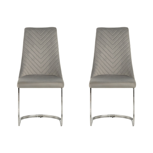 (Grey, 2) Soft Velvet With Silver Chrome Frame Dining Chairs 1