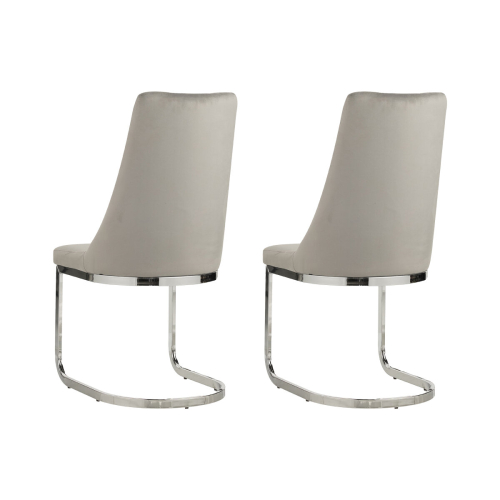 (Grey, 2) Soft Velvet With Silver Chrome Frame Dining Chairs 2