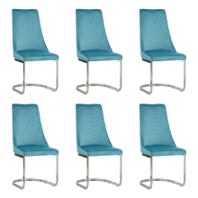 (Teal, 6) Soft Velvet With Silver Chrome Frame Dining Chairs