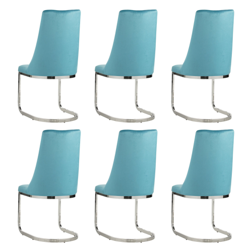 (Teal, 6) Soft Velvet With Silver Chrome Frame Dining Chairs 2