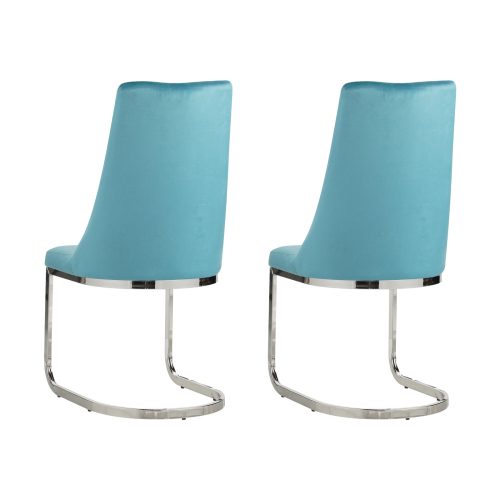 (Teal, 2) Soft Velvet With Silver Chrome Frame Dining Chairs