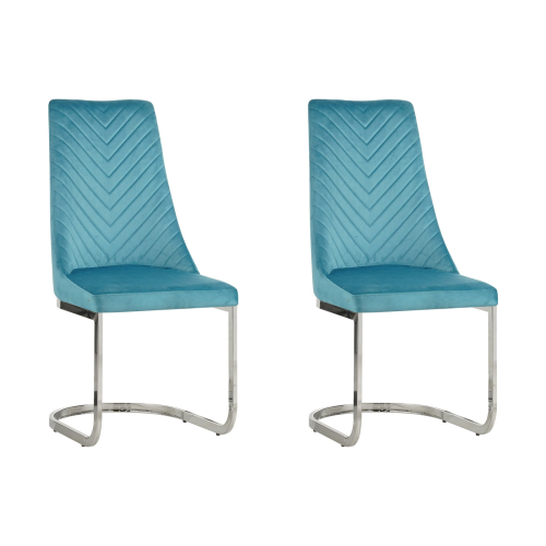 (Teal, 2) Soft Velvet With Silver Chrome Frame Dining Chairs 2