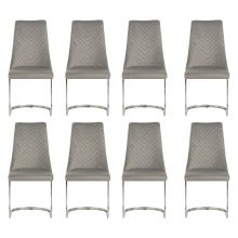 (Grey, 8) Soft Velvet With Silver Chrome Frame Dining Chairs