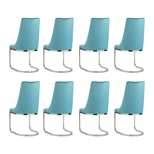 (Teal, 8) Soft Velvet With Silver Chrome Frame Dining Chairs
