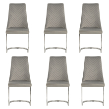 (Grey, 6) Soft Velvet With Silver Chrome Frame Dining Chairs
