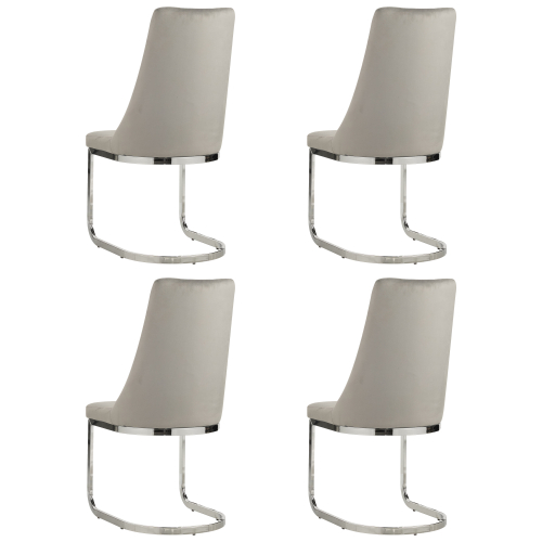 (Grey, 4) Soft Velvet With Silver Chrome Frame Dining Chairs 2