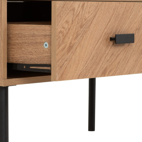 Seconique Leon 2 Drawer Coffee Table Medium Oak Effect Metal Legs 2