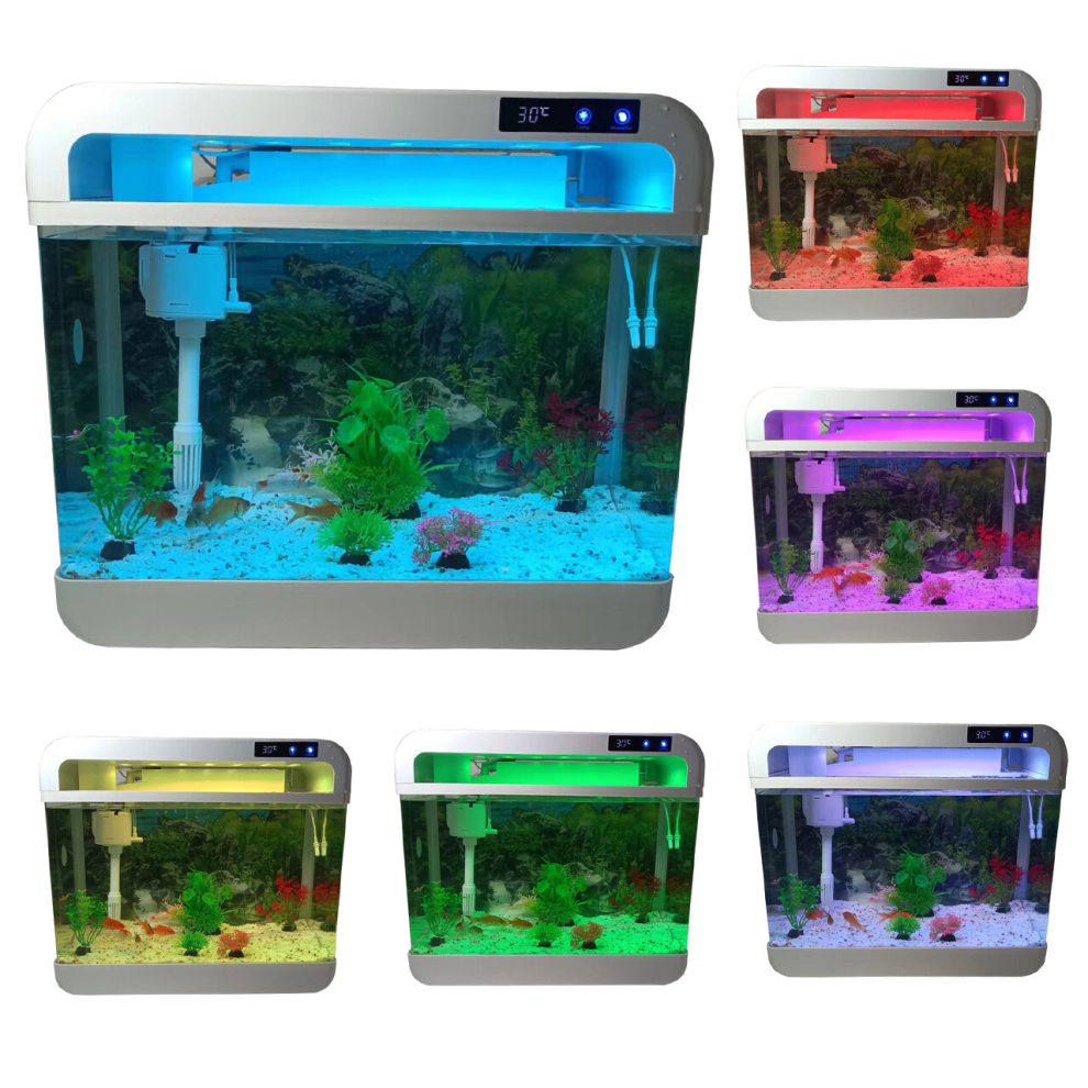 26L Glass Fish Tank Colourful Touch LED Fish Aquarium