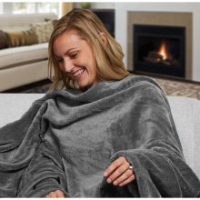 (Double) Grey Luxury Mink Blanket Sofa Bed Throw Single Double King Size Travel Fleece Blanket