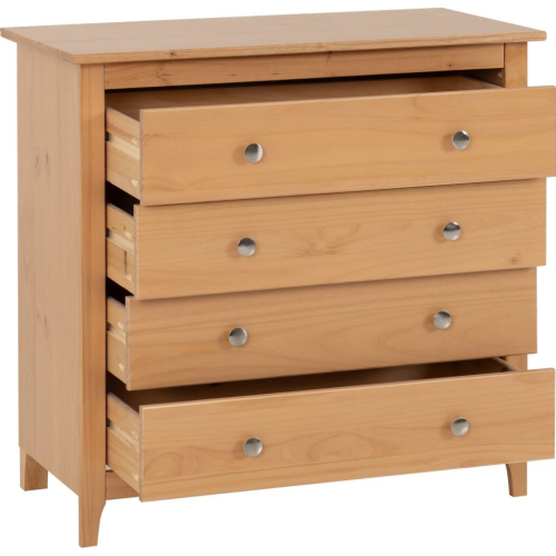 Seconique Oslo 4 Drawer Chest Antique Pine Metal Handles 2