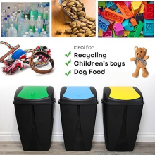 (70L) 3Pcs Plastic Flip Top Waste Bin with Removable Lid