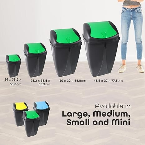 (70L) 3Pcs Plastic Flip Top Waste Bin with Removable Lid 1