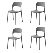 (4x Grey Stacking Chairs) Modern Style Retro Dining Garden Stackable Chairs