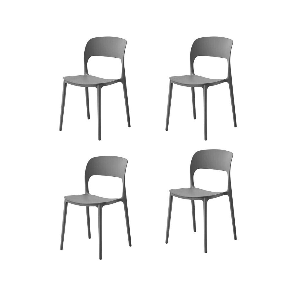 (4x Grey Stacking Chairs) Modern Style Retro Dining Garden Stackable Chairs