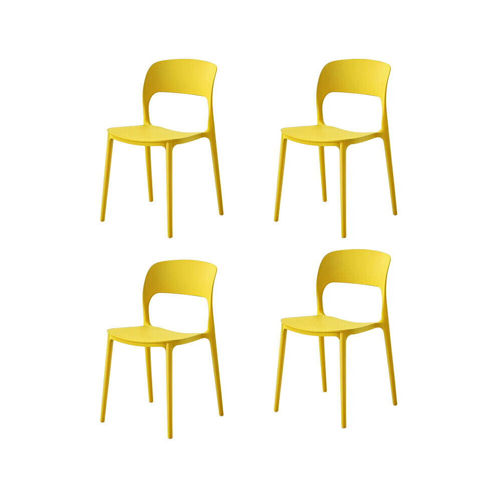 (4x Yellow Stacking Chairs) Modern Style Retro Dining Garden Stackable Chairs