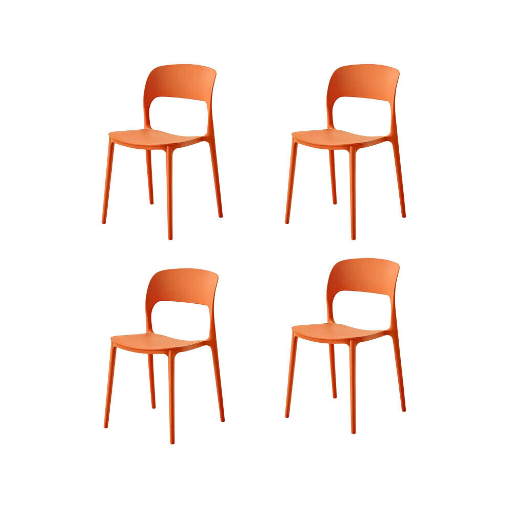 (4x Orange Stacking Chairs) Modern Style Retro Dining Garden Stackable Chairs