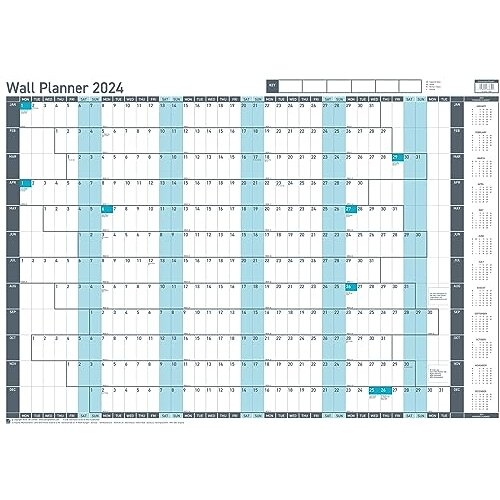 Sasco 2024 Value Yearly Wall Planner Set, Paper Whiteboard Style Dry ...