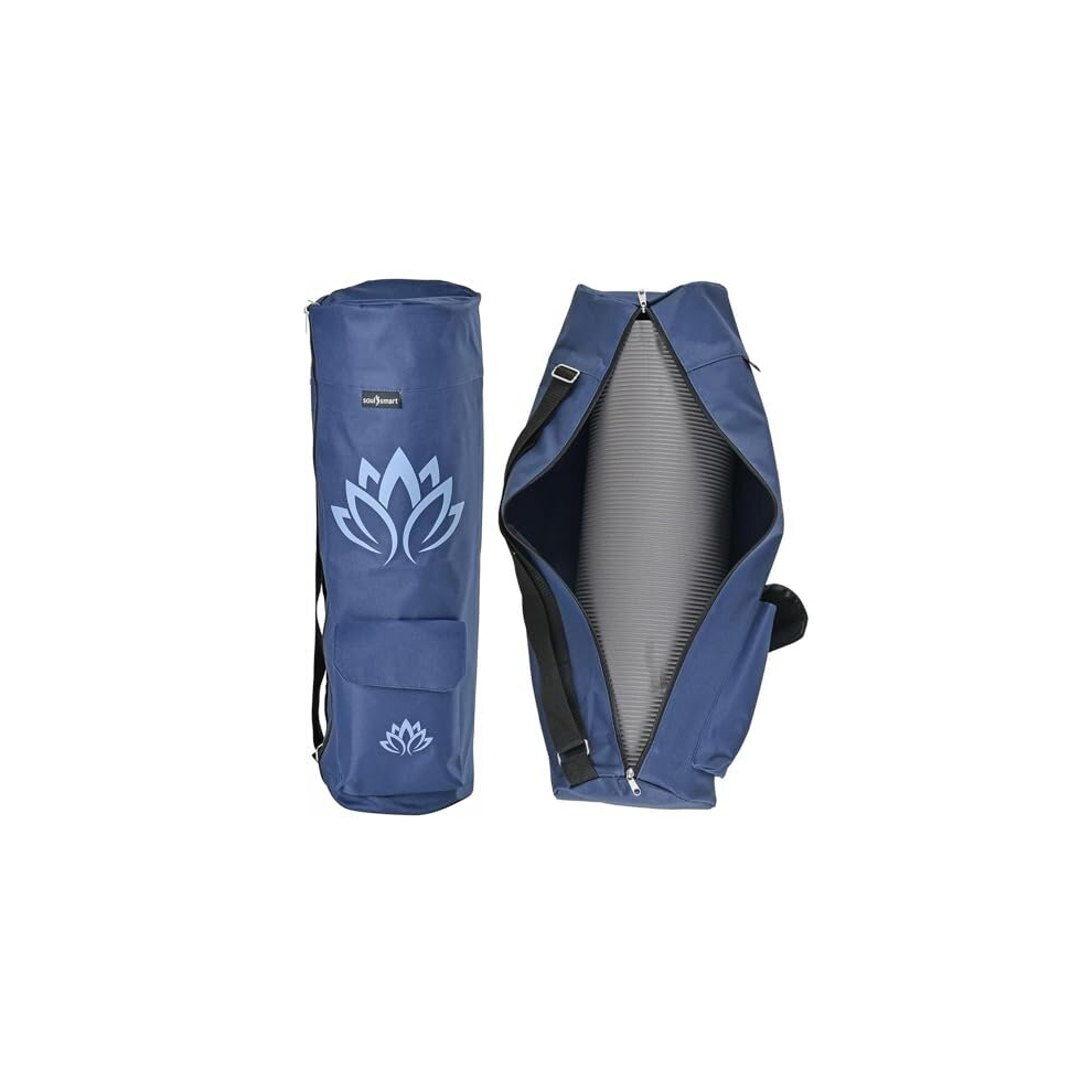 TJC Lotus Print Portable Yoga Mat Bag with Storage Pockets and Adjustable Shoulder Strap Yoga Mat Carry luggage Bag Made of 100% Polyester Durable