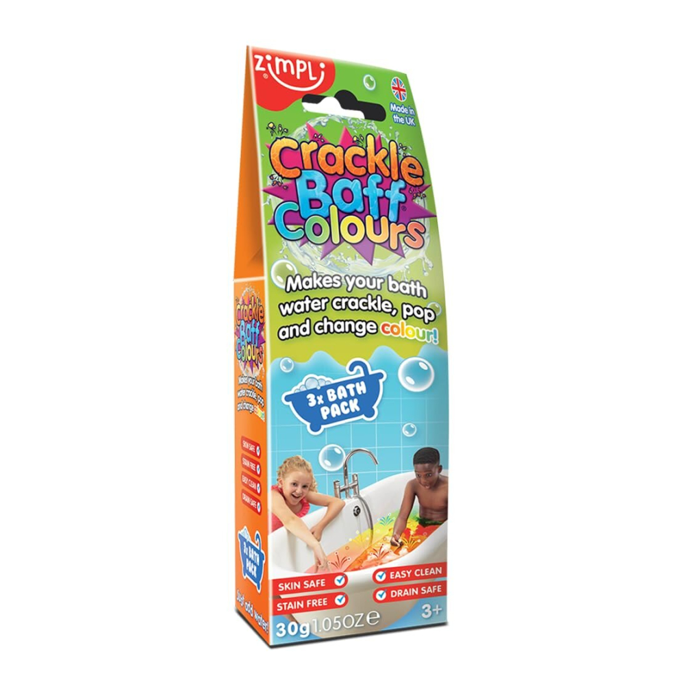 Crackle Baff from Zimpli Kids, 3 Bath Pack, Magically makes your water Crackle, Pop & Change Colour, Perfect Birthday Gifts for Children, Sensory &