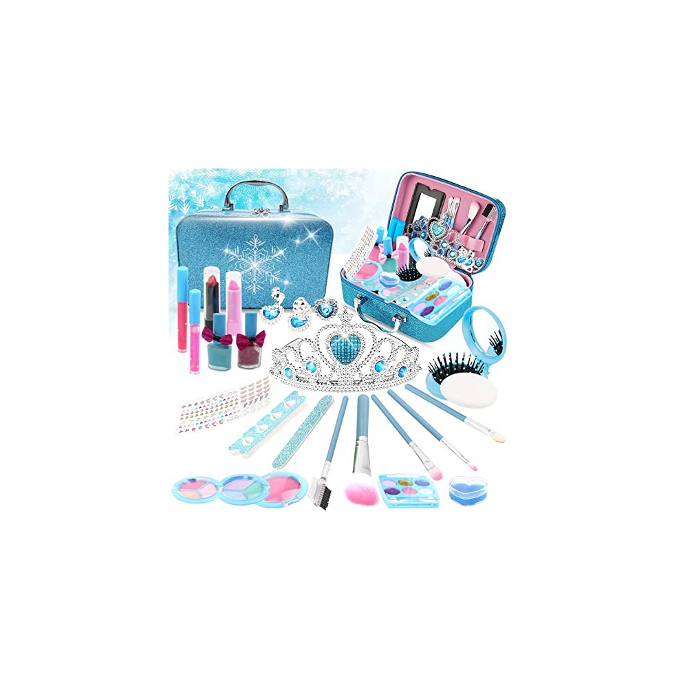 Make Up Set for Girls, 25 Pcs Washable Kids Makeup, Little Princess Frozen Toys Christmas Birthday Gift for 4 5 6 7 8 Year Old Girls