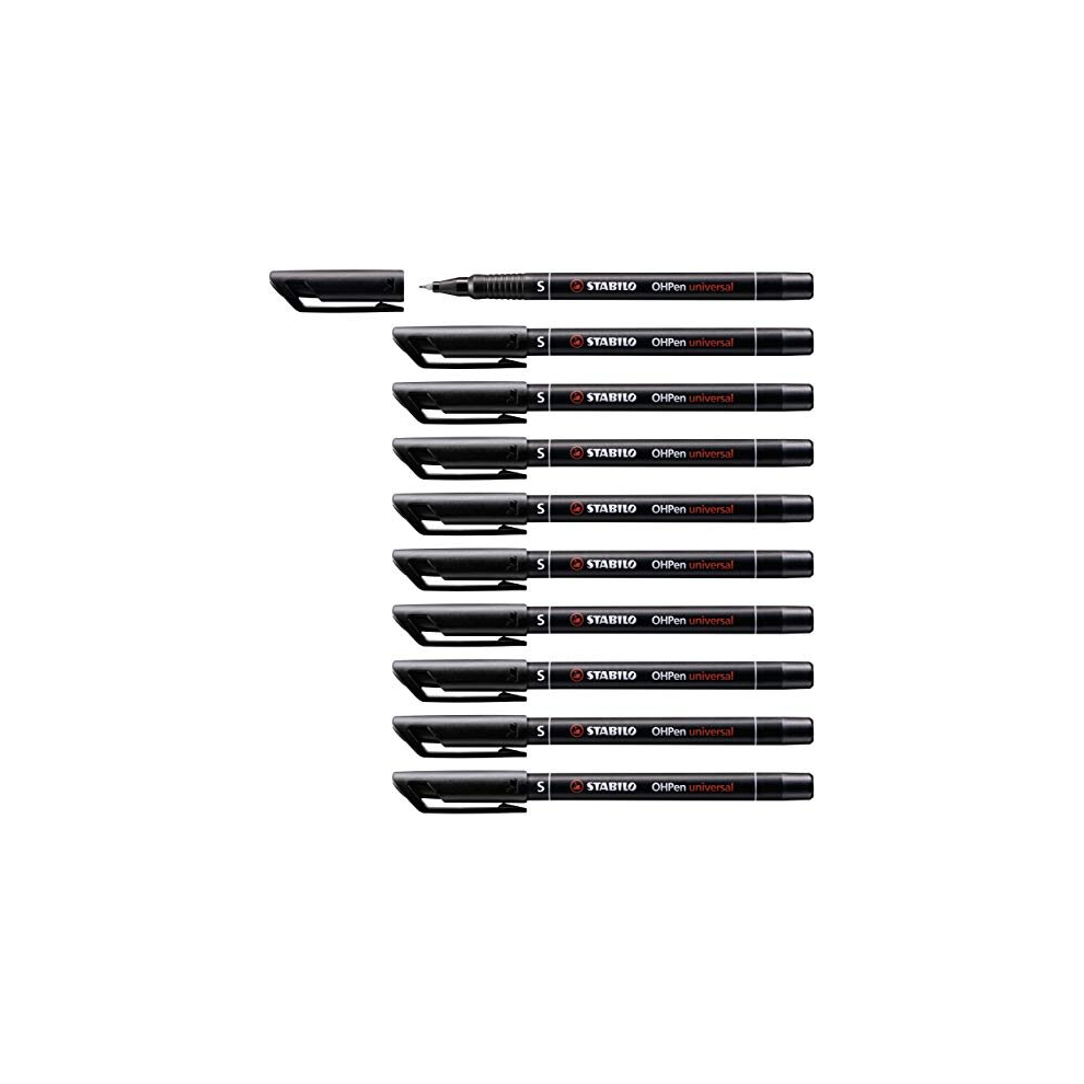 Pen for Overhead Projection - STABILO OHPen universal - Permanent Superfine - Pack of 10 - Black