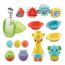 VTech 6-in-1 Bath Set, Bathtub Toy with 10+ Accessories Including Stacking & Linking Boats, Shape Sorter, Colourful Balls, Bath Time Gift for Babies &