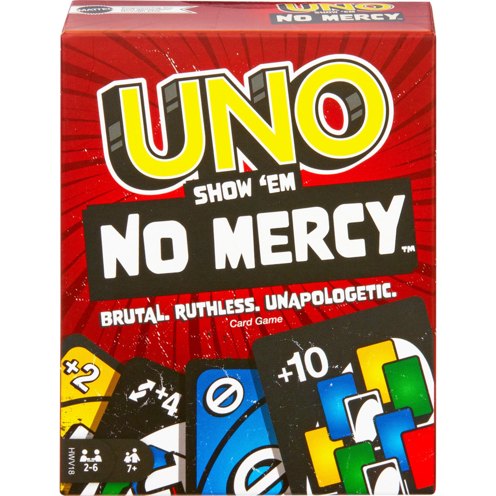 UNO Show ?em No Mercy Card Game for Kids, Adults & Family Parties and Travel With Extra Cards, Special Rules and Tougher Penalties., HWV18