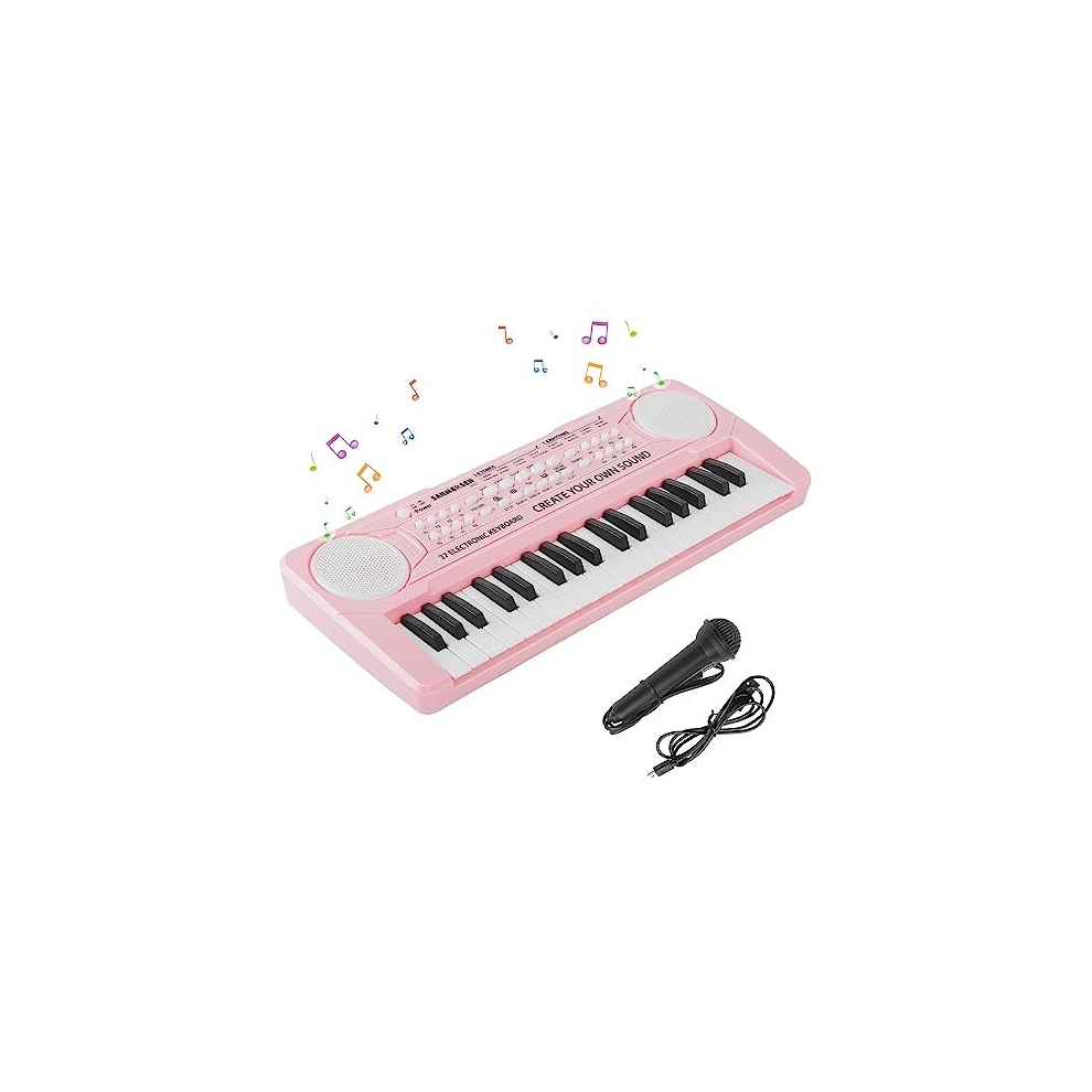 Shayson Keyboard Piano for Kids 37 Keys Music Piano with Microphone Portable Musical Toy Electronic Piano Birthday Gifts for Girls Ages 3-12 Pink