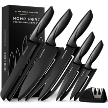 Home Hero Ultra-Sharp Stainless Steel Kitchen Knife Set - Chef Knives Set (5 pcs Set - Black with Sheath)