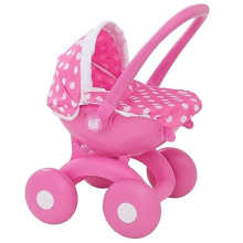Dolly Tots My First 4-IN-1 Pram | Pink Childrens Dolly Pram | Childrens Baby Doll Pushchair Buggy Stroller, Carry Cot, Baby Seat | Dolls Accessories