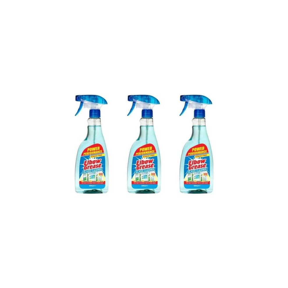 Elbow Grease Power Performance Streak Free Glass Cleaner 500ml (Pack of 3)