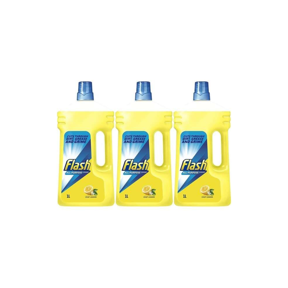 Flash Clean & Shine All Purpose Cleaner Lemon 1 Litre Bottle (Pack of 3)