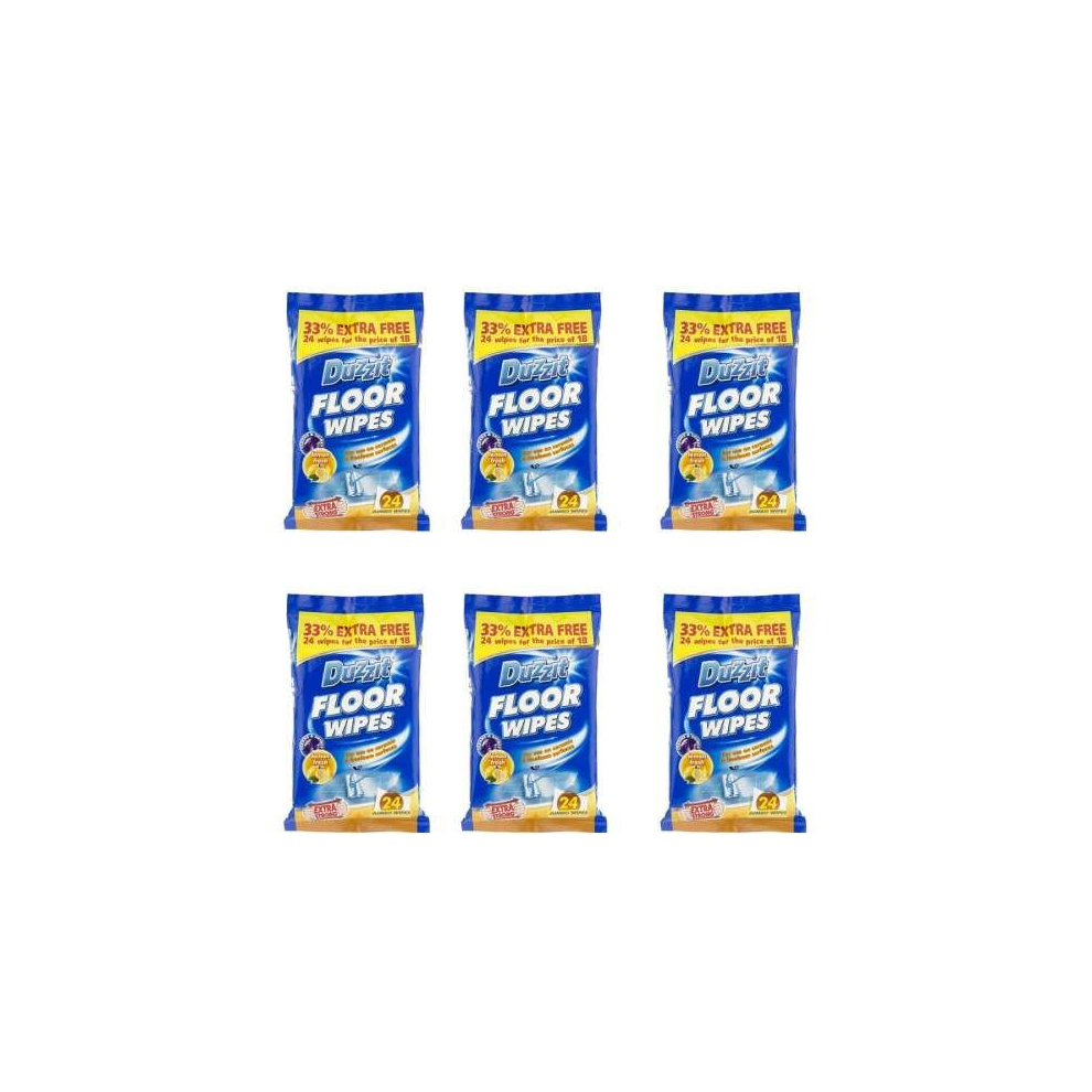 Duzzit Quick Cleaning Floor Wipes, 24 Wipes (Pack of 6)