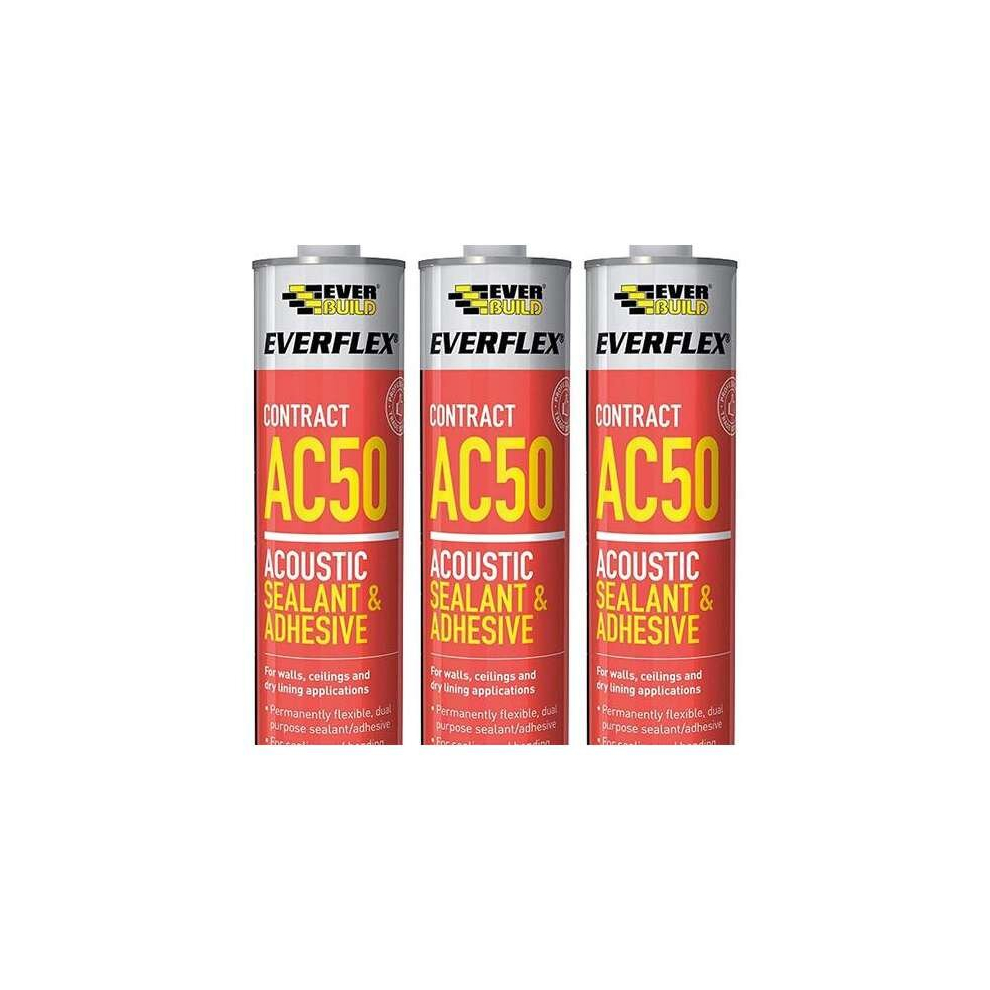 Everbuild AC50 High Strength Acoustic Sealant & Adhesive - 380ml - White       AC50C4 (Pack of 3)