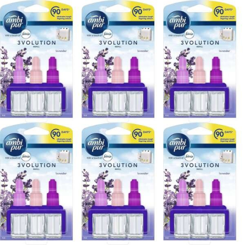 Febreze Ambi Pur 3Volution Plug In Refill Lavender, 20 ml (Pack of 6