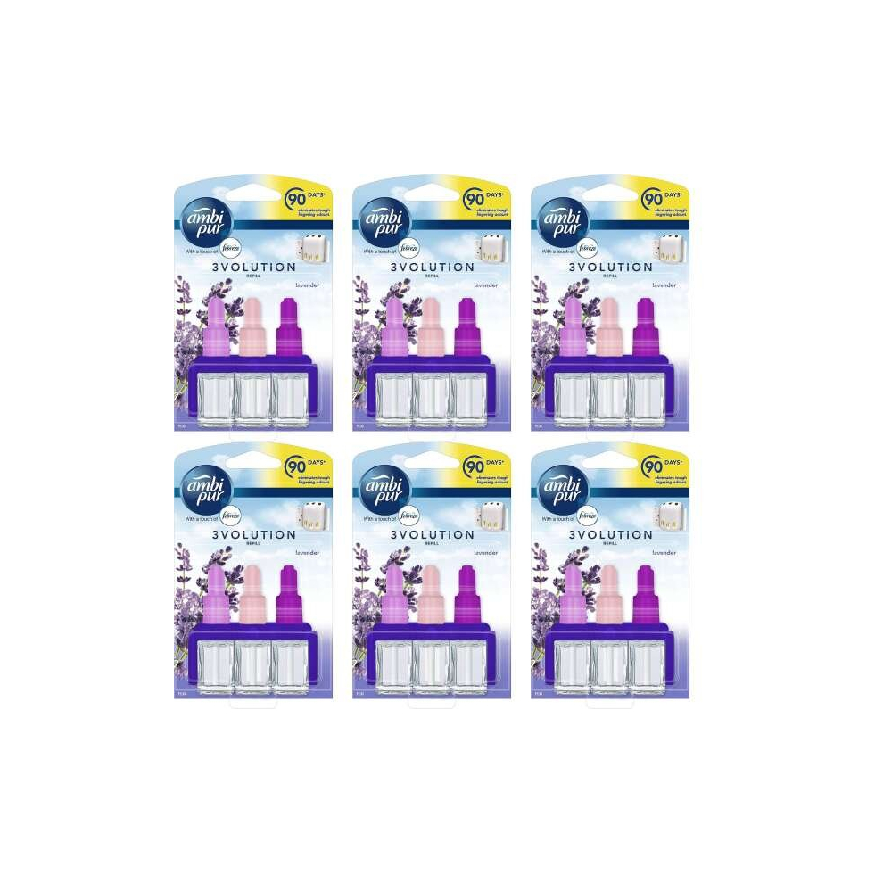 Febreze Ambi Pur 3Volution Plug In Refill Lavender, 20 ml (Pack of 6)