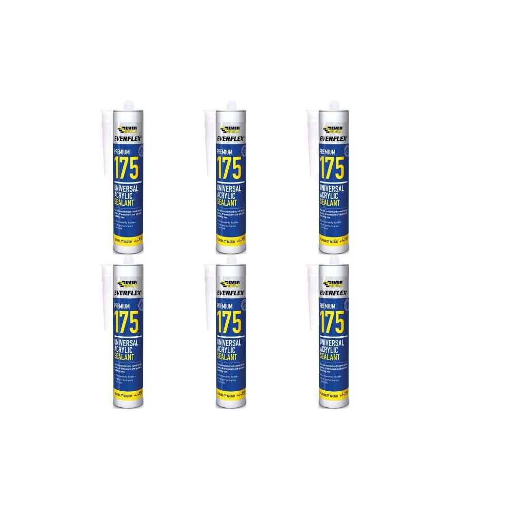 Everbuild 175 Universal Acrylic Sealant White 300ml   (175WE)  n (Pack of 6)