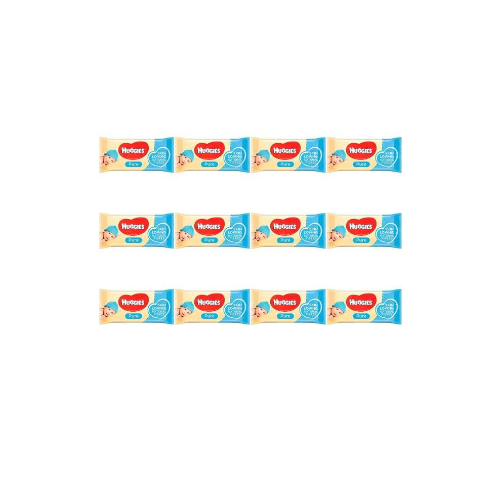 Huggies Pure Baby Wipes, Pack of 56 (Pack of 12)