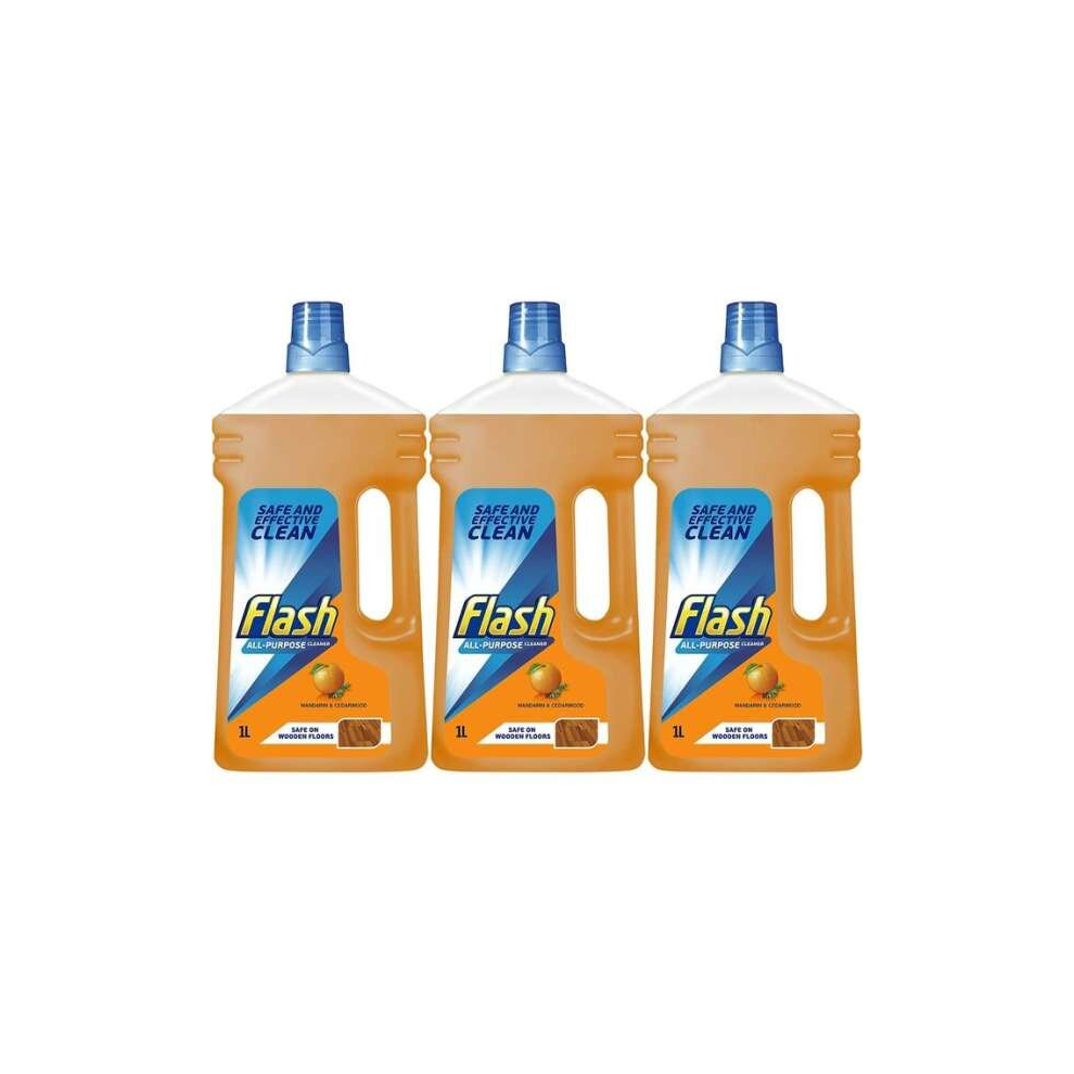 Flash All Purpose Liquid Cleaner, Mandarin and Cedarwood, 1L (Pack of 3)