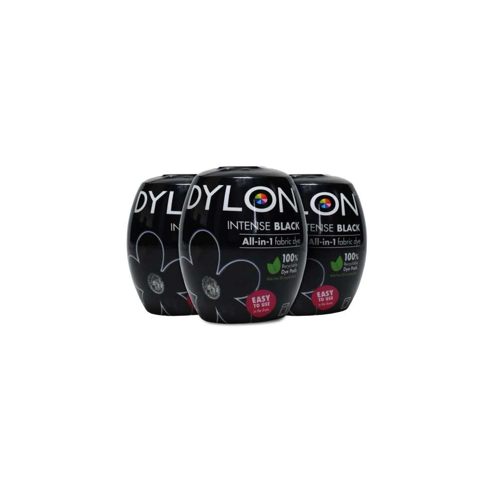 Dylon Washing Machine Fabric Dye Pod Intense Black, 350g (Pack of 3)