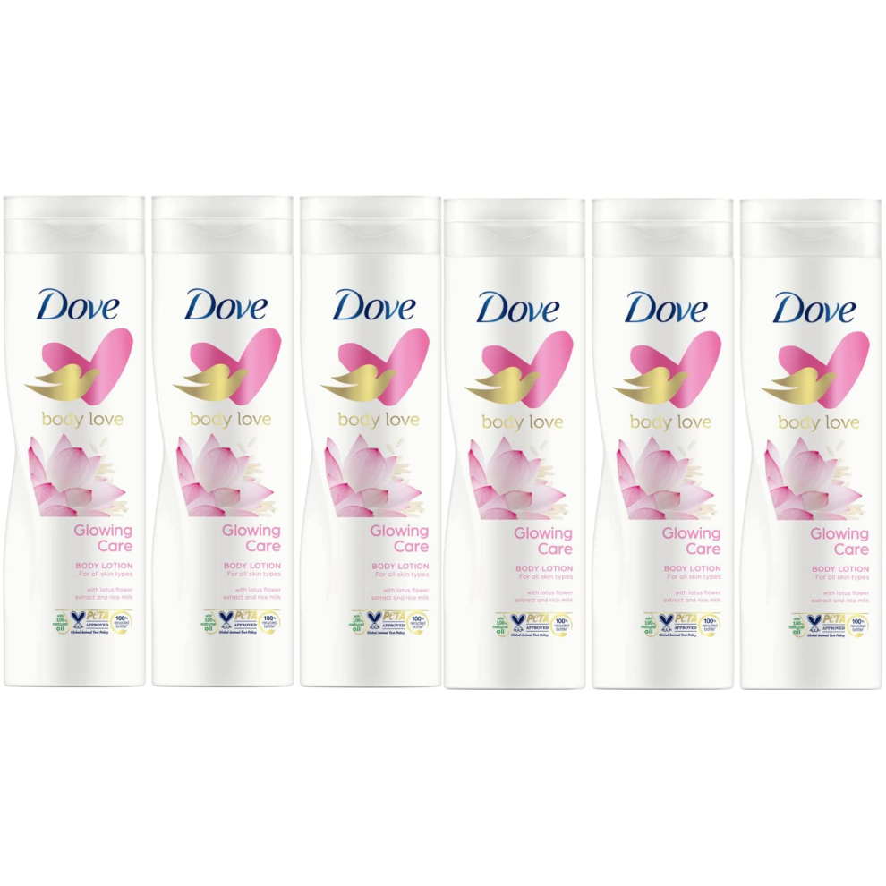 Dove glowing lotus Flower & Rice Milk body lotion 250ml (Pack of 6)