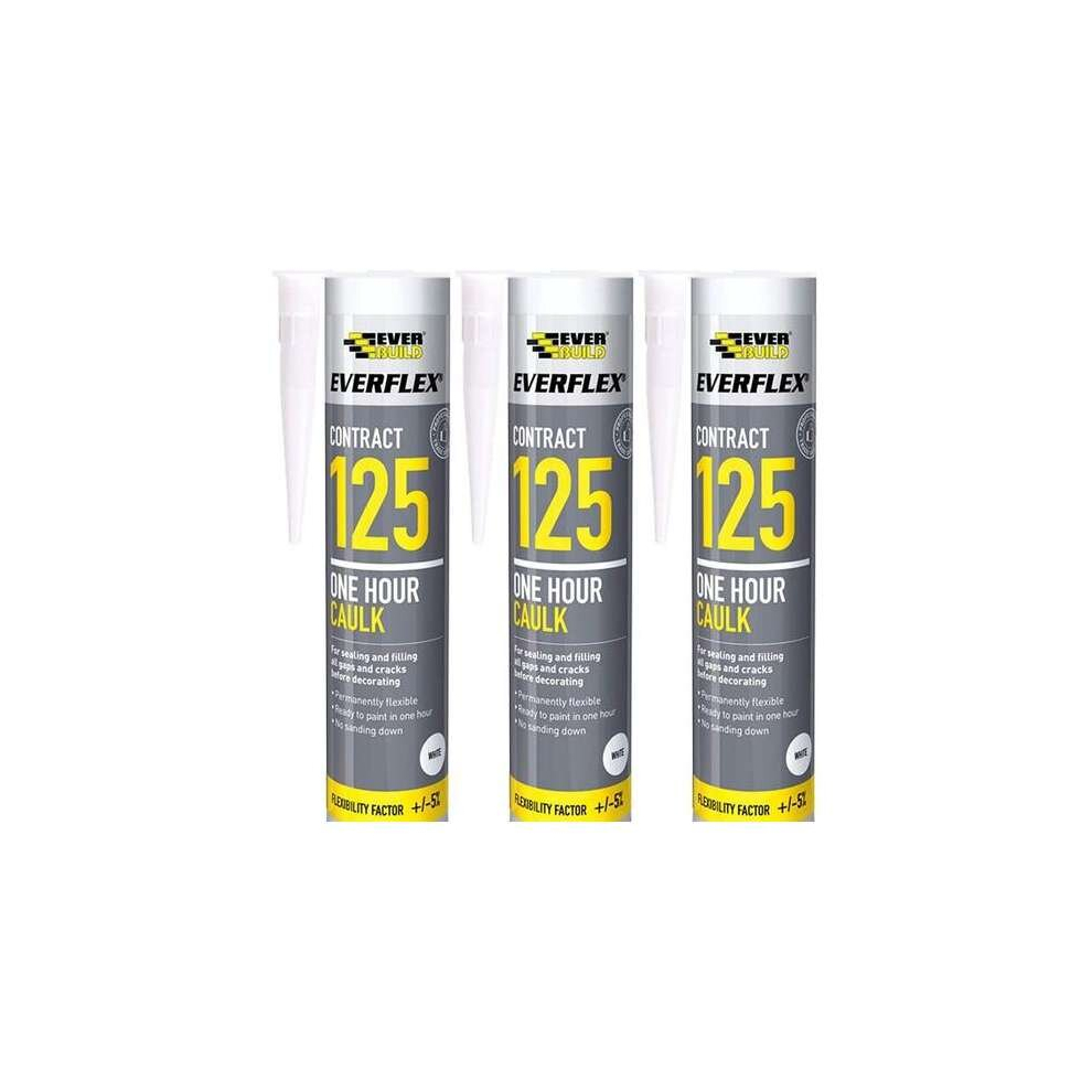 Everbuild Everflex 125 One Hour Caulk Magnolia 300ml   125MAG (Pack of 3)