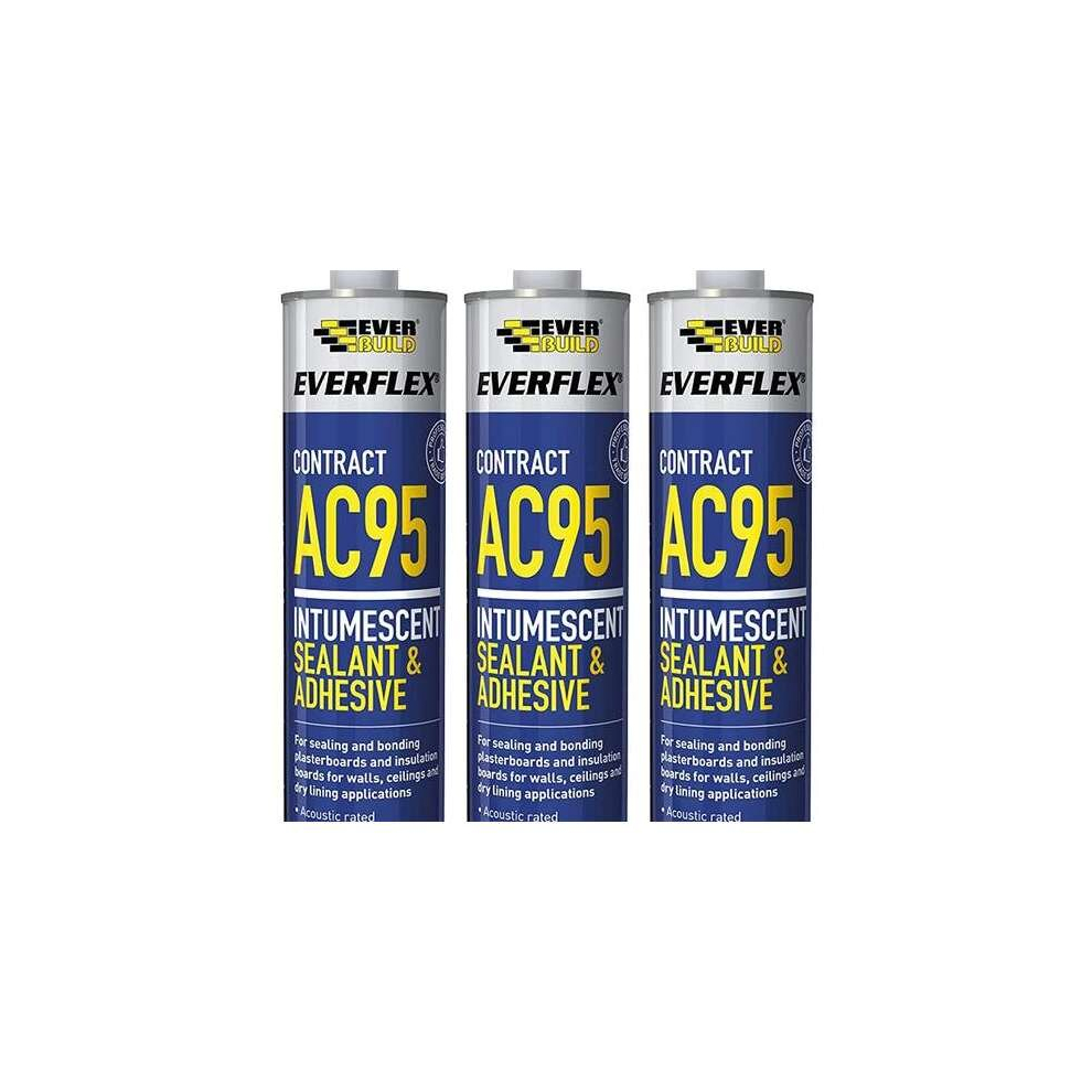 Everbuild Everflex AC95 Intumescent Sealant & Adhesive White 900ml(2413)        AC95900 (Pack of 3)