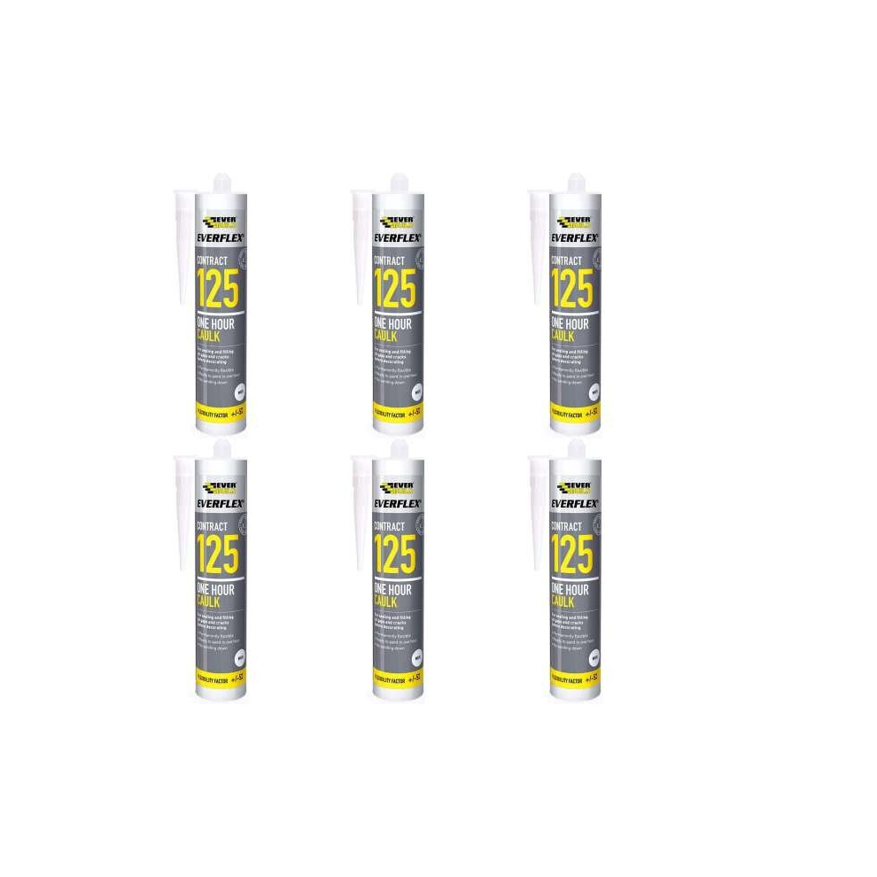 Everbuild Everflex 125 One Hour Caulk Magnolia 300ml   125MAG (Pack of 6)