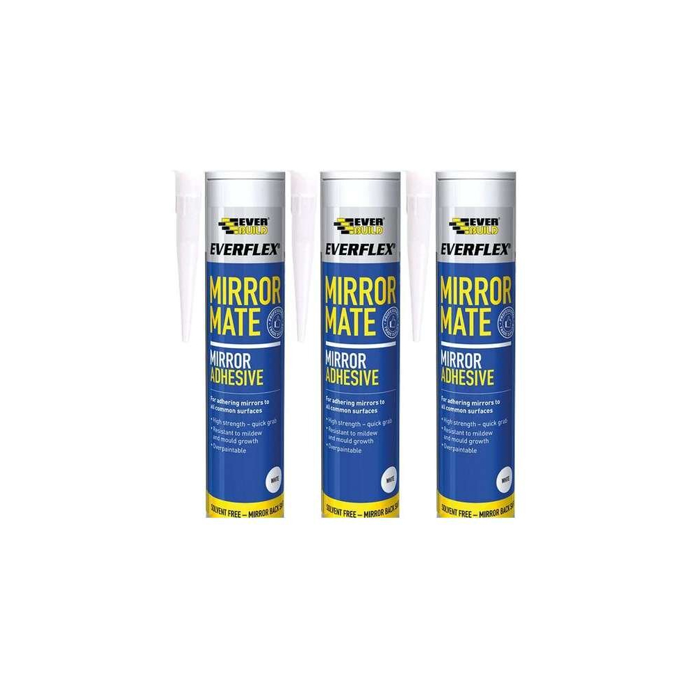 Everbuild Everflex Mirror Mate Mirror Adhesive, White, 290 ml          MIRROR (Pack of 3)