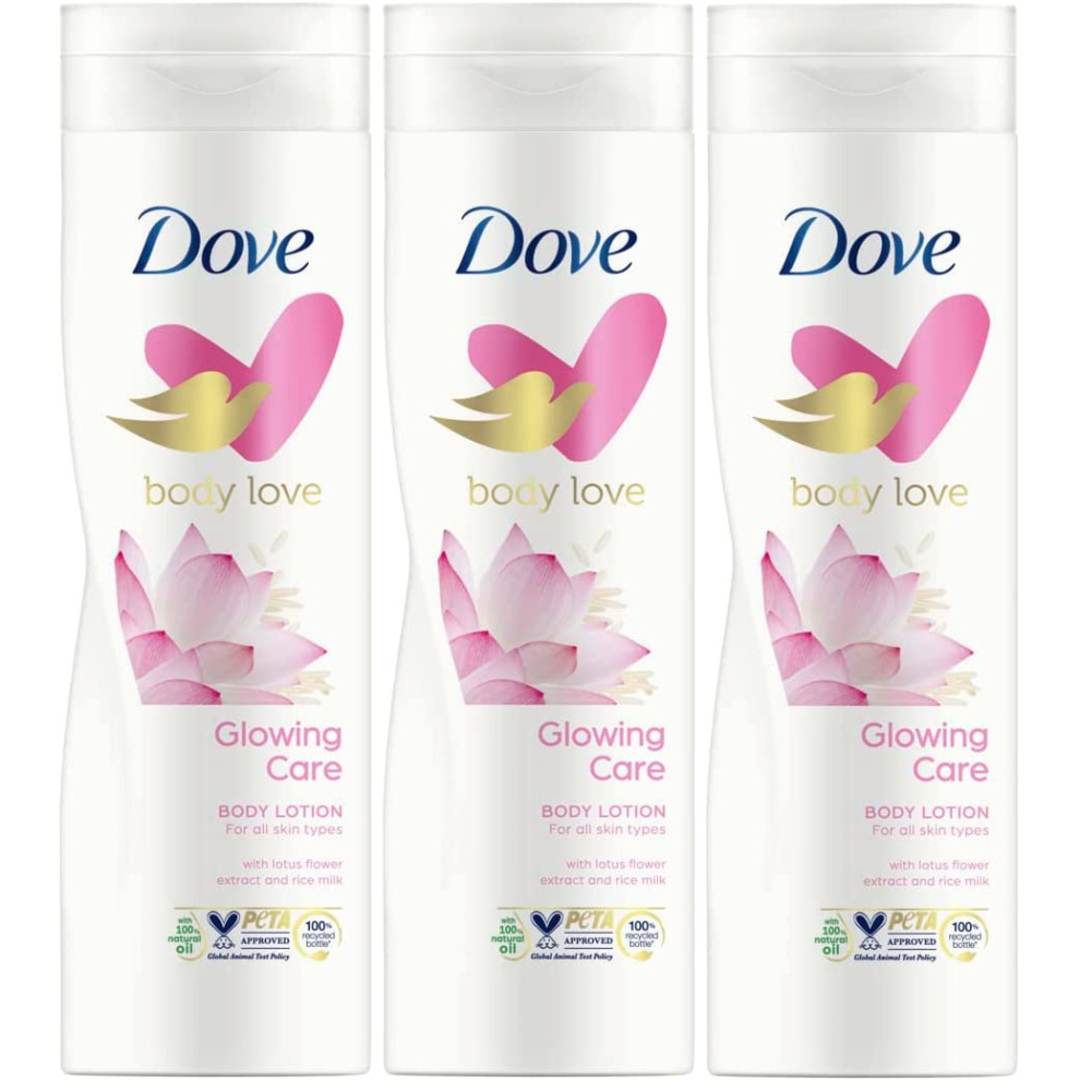 Dove glowing lotus Flower & Rice Milk body lotion 250ml (Pack of 3)