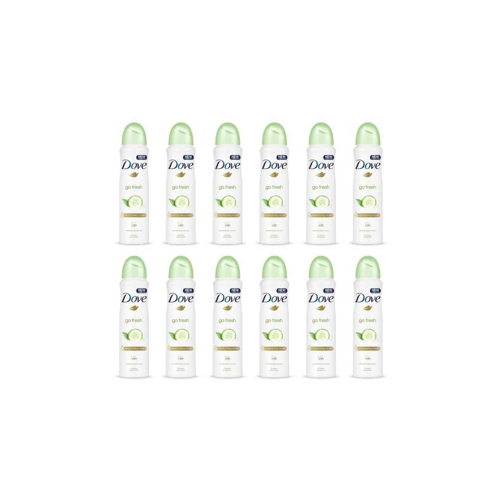 Dove Go Fresh Cucumber and Green Tea Antiperspirant Deodorant, 250ml (Pack of 12)