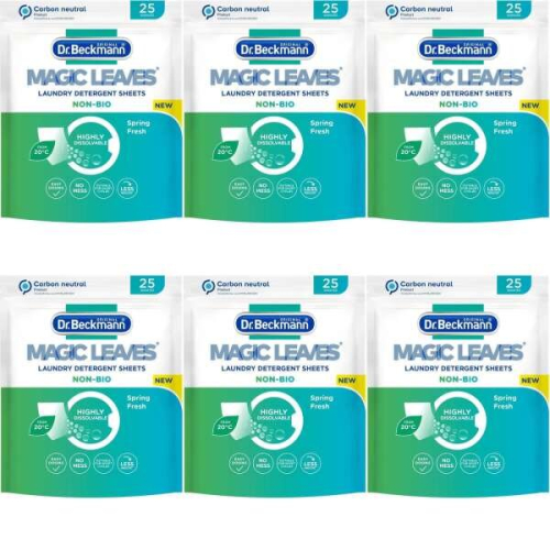Dr Beckmann Dr. Beckmann Magic Leaves Laundry Detergent Sheets Non-Bio 25 Sheets (Pack of 6)